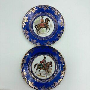 Antique Bayreuth Bavaria Germany Commemorative Blue Gold Gilded Plates